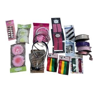 Girls Hair Accessories Lot – Headbands,  Flower Clips